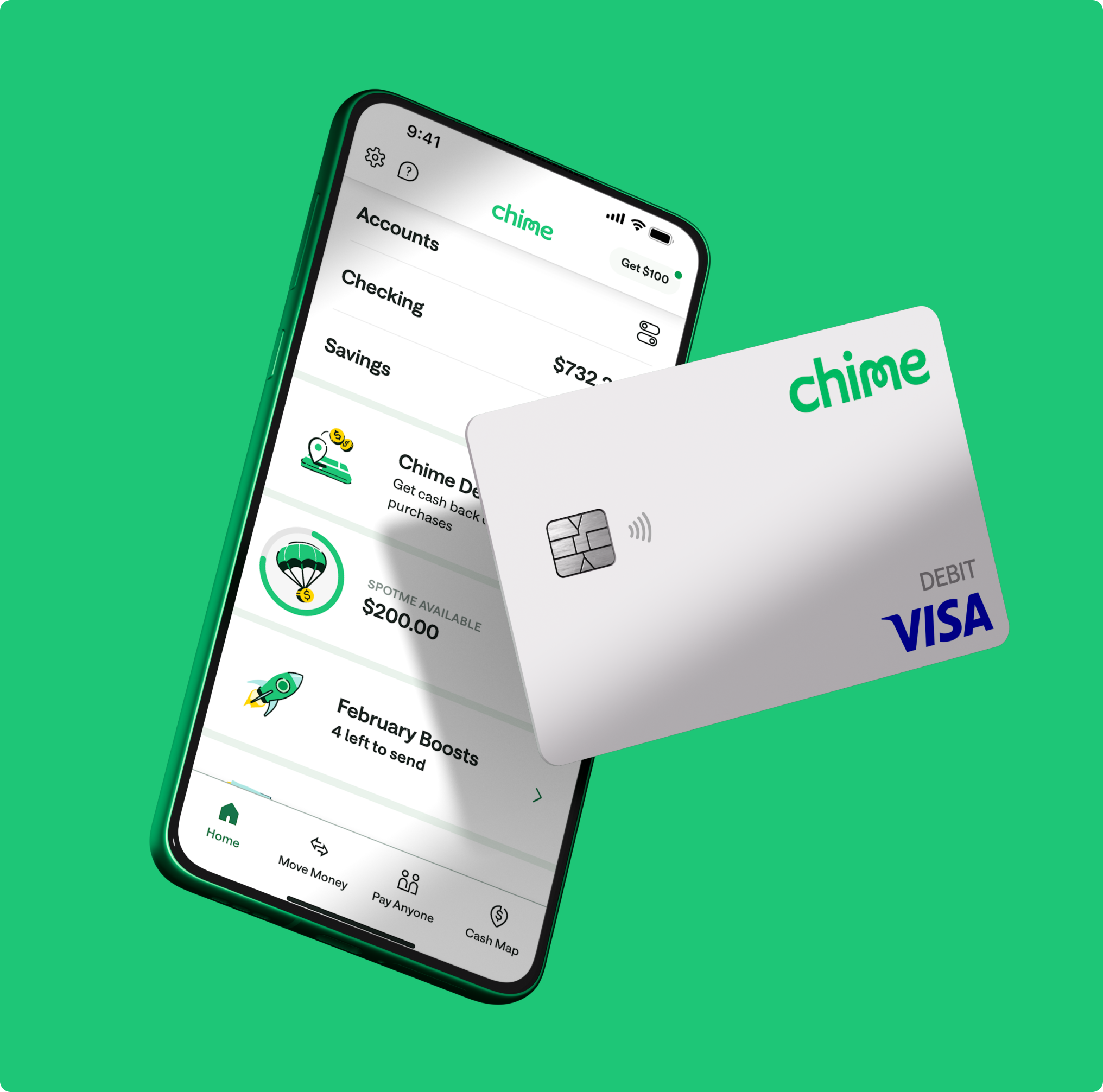 Chime app with debit card
